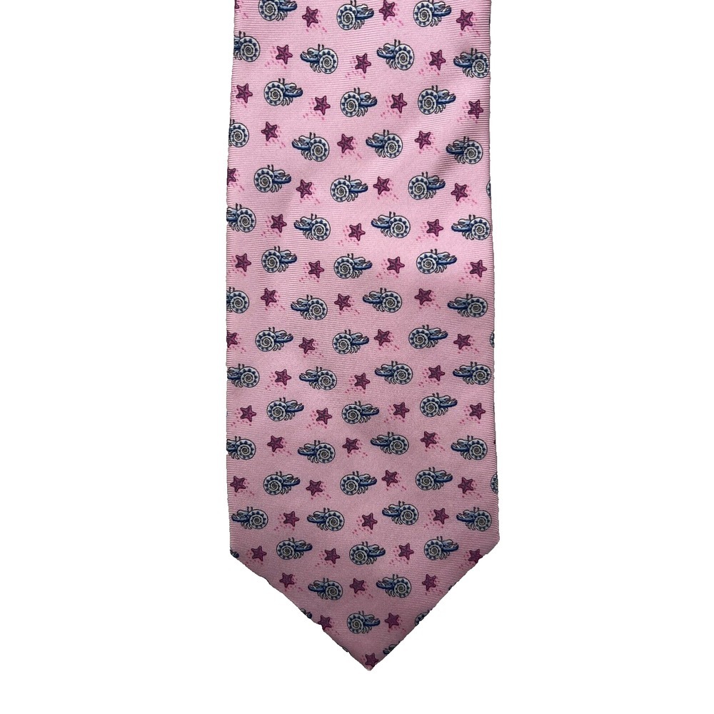 BROOKS BROTHERS Makers & Merchants Pink Hermit Crab Starfish Silk Tie 3.5 x 60
